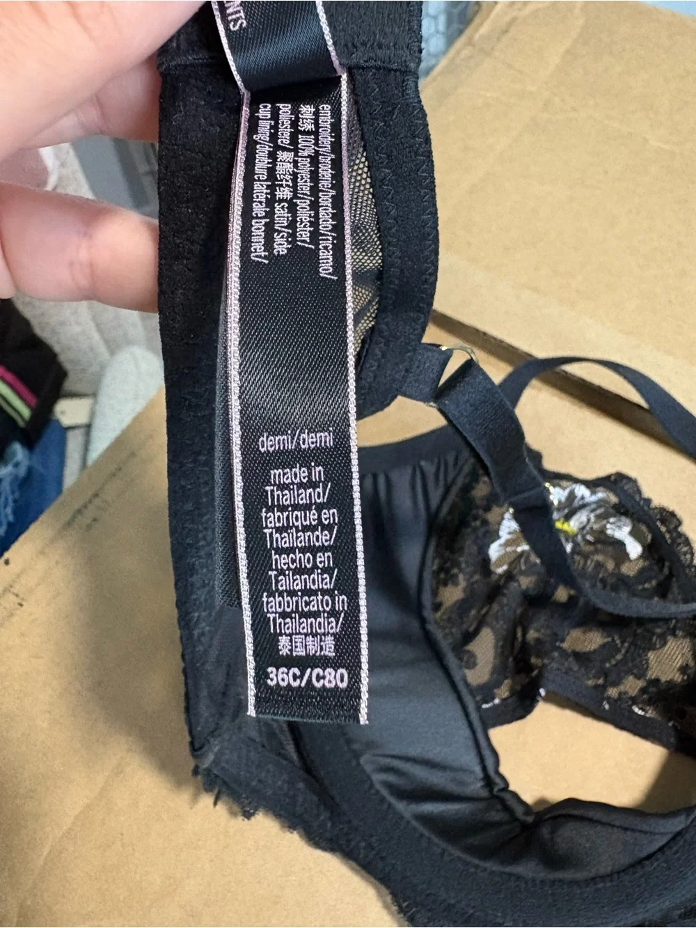 Victoria’s Secret Black Lace & Embroidered Demi Bra